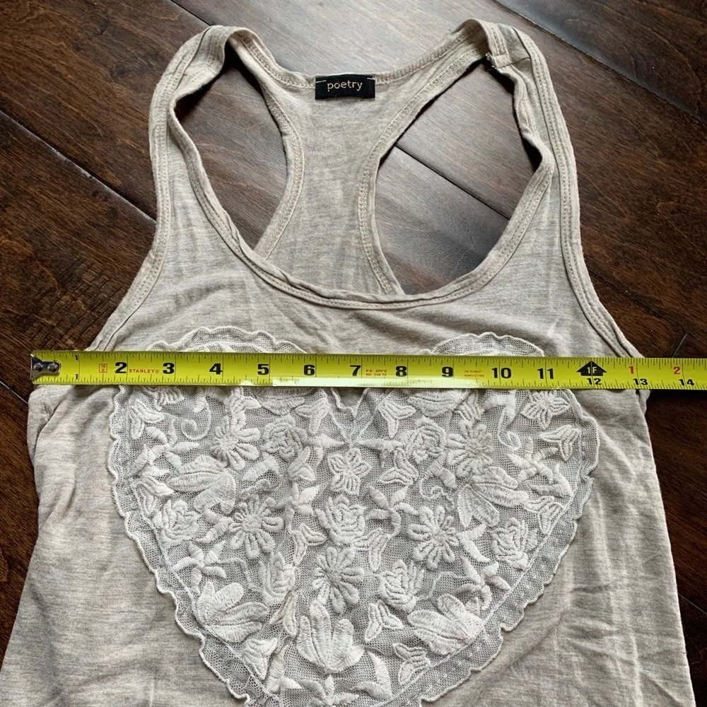 Poetry Cream Heart Tank Top Size Medium- See‎ Measurements